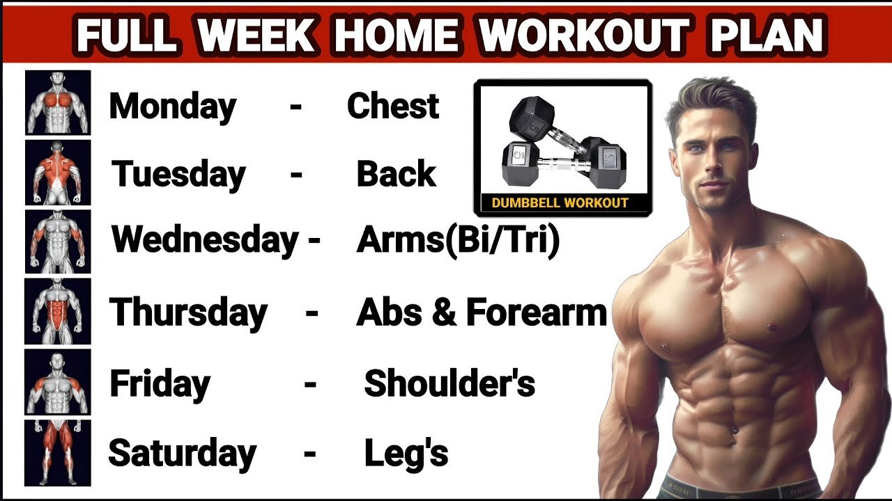 Full Week Home Workout Plan With Dumbbells | Symmetrical Development | No Gym Required |