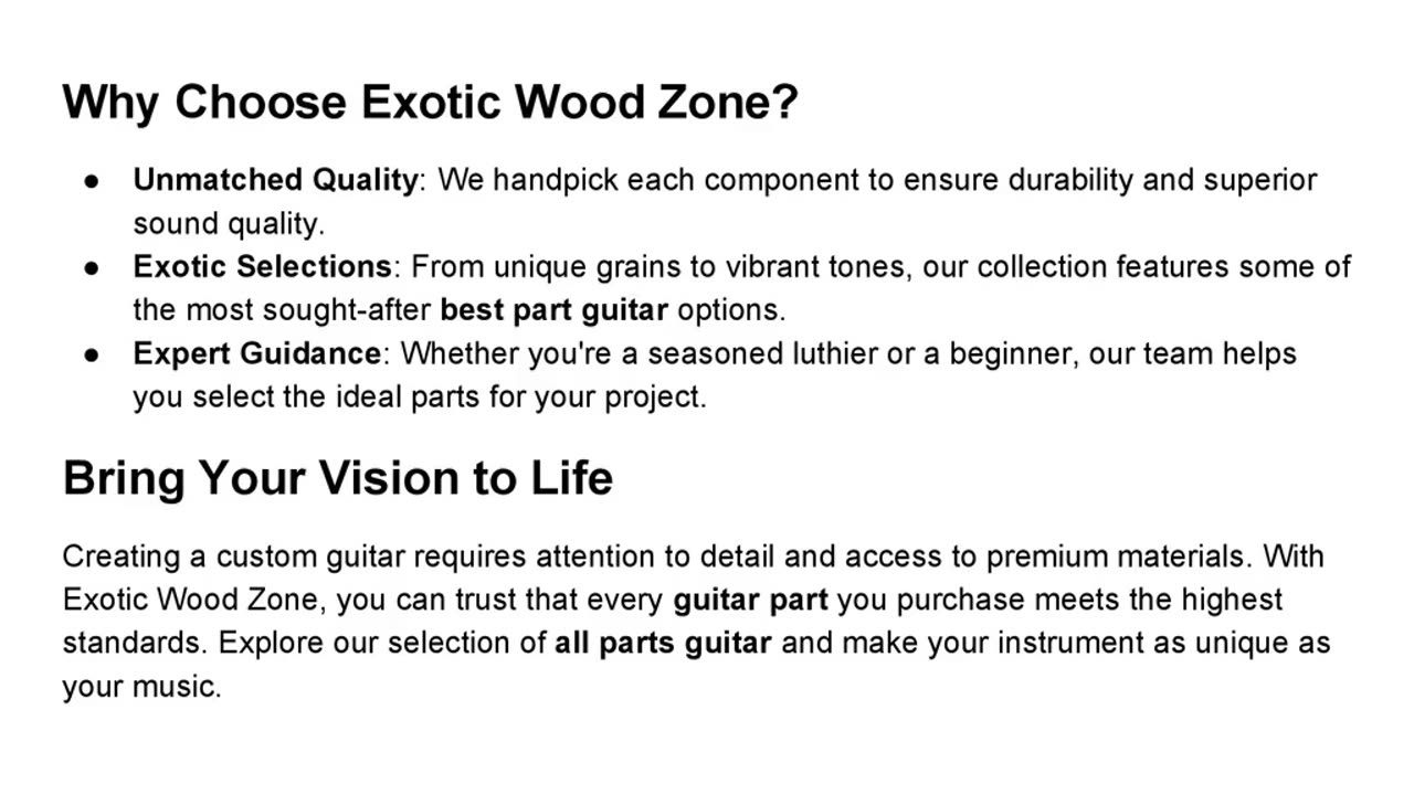 Crafting Perfection: Exotic Wood Zone for Guitar Parts