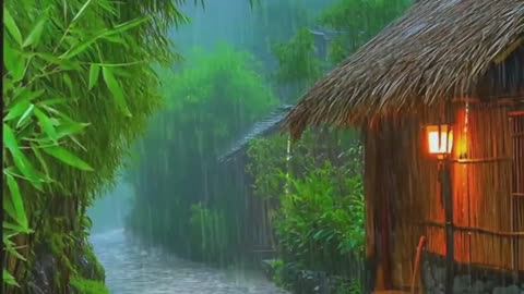 Warm Lantern Glow, Thatched Hut