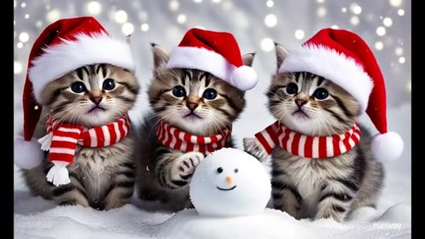 Charming Little Cats Celebrate Christmas