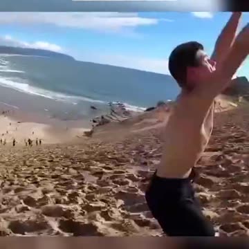 A random guy recorded him at the bottom of the hill 😳