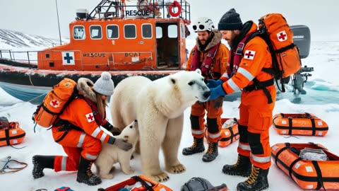 Rescuers saved a mother polar bear injured by millions of barnacles just in time. part 3