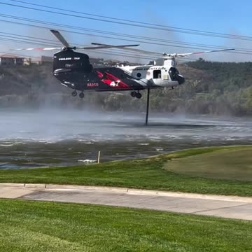ORANGE COUNTY HELITANKER 47, DIPPING AT MOORPARK GOLF COURSE!!
