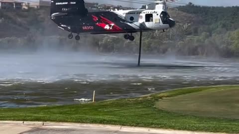 ORANGE COUNTY HELITANKER 47, DIPPING AT MOORPARK GOLF COURSE!!