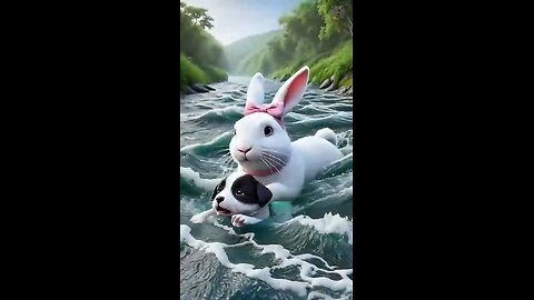 #rabbitjourny "Heroic Rabbit Saves Puppy from Drowning!"