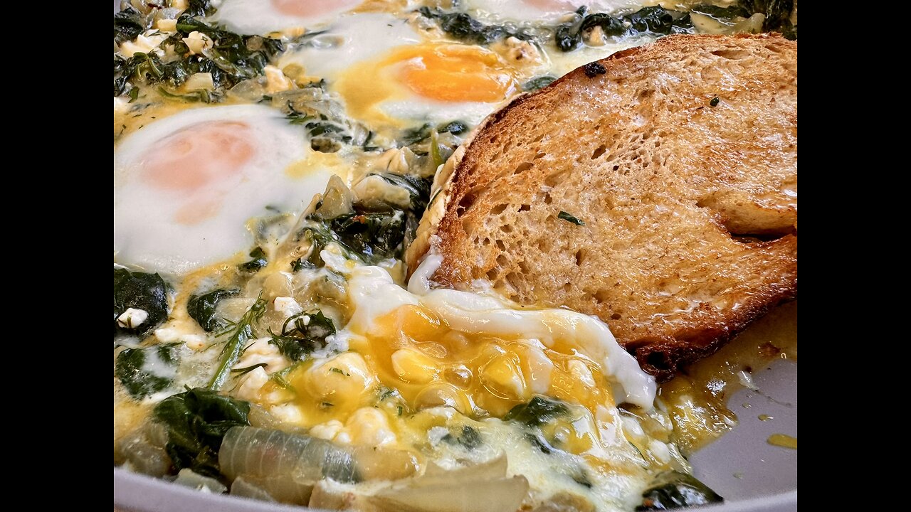 Eggs Coddled with Spinach, Herbs & Feta: Green Eggs, No Ham #Shakshuka