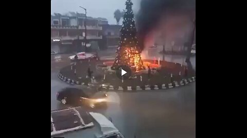 A Christmas tree in the central Syrian town of Suqaylabiyah was burned down...