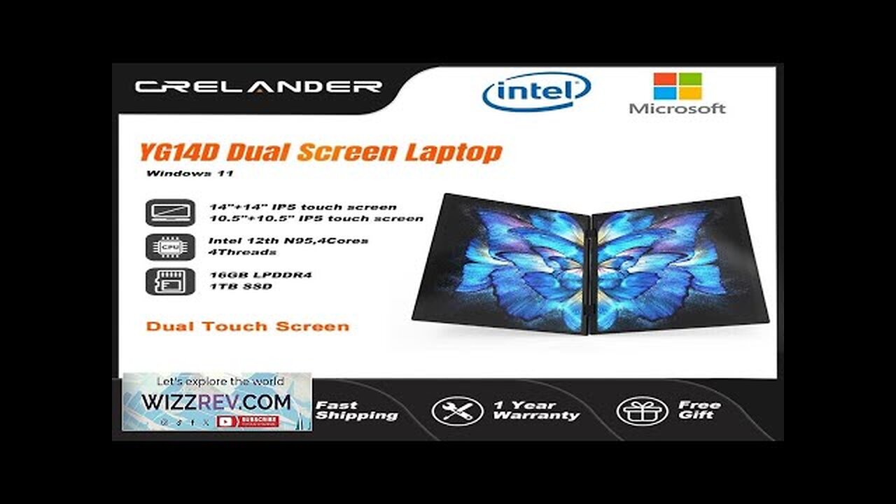 CRELANDER Mini Laptops 14 Inch 2240*1440 Double Touch Screen Intel Processor Foldable Review