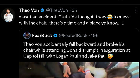 Theo Von & Logan Paul go back & forth about the chair incident at Trump's inauguration