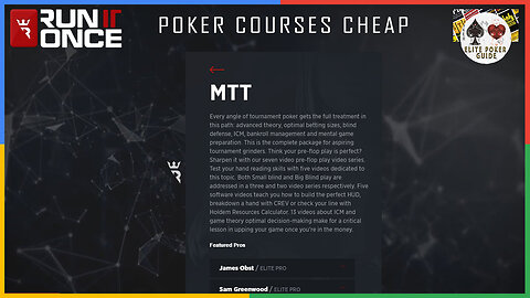 Run It Once MTT Learning Path