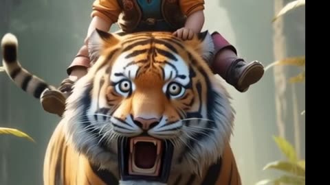 brave riding on tiger