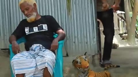 TOP FUNNIEST FAKE TIGER PRANK ON GRANDPA! | SAGOR BHUYAN