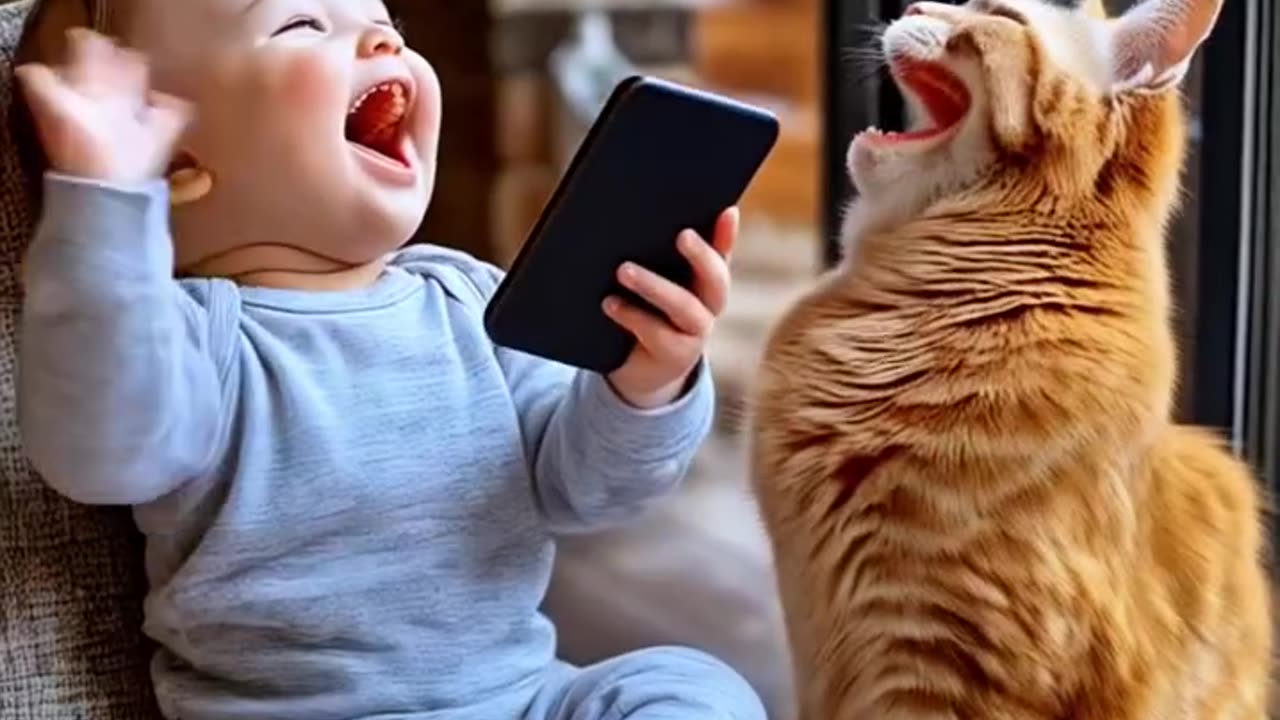 Adorable Cat and Baby Playtime | Funny and Heartwarming Moments Between a Cat and a Child🤣🤣