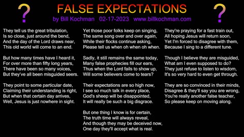 FALSE EXPECTATIONS -- an original song by Bill Kochman.