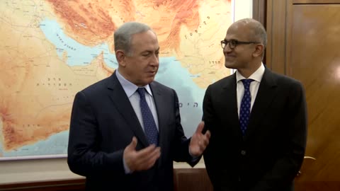 Prime Minister Benjamin Netanyahu meets with Microsoft CEO Satya Nadella