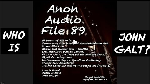 SGANON W/ AUDIO FILE 89. MAJOR INTEL ON EQ'S IN CENTRAL CA, WELCOME TO THE PARTY SG. CLIF HIGH