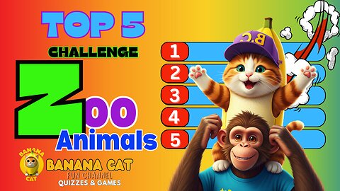 Zoo Animals Top 5 Challenge 🦁🐘 | Quiz Game 🐒 | Brian Break 🥁 | Banana Cat 🍌🐱 | 🏆