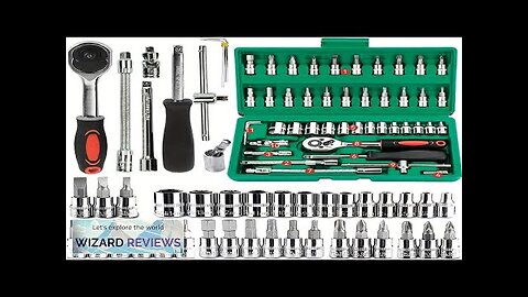 46pc Drive Socket Set 1/4 inch Ratchet Wrench Set with Sockets Metric Review