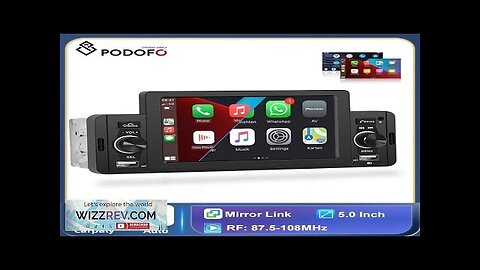 Podofo 5'' Car Radio 1Din CarPlay Android Auto Multimedia Player Bluetooth MirrorLink Review