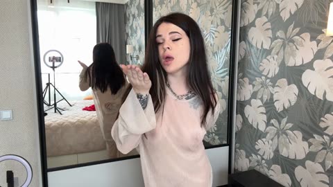 4K Transparent White Sheer Dress No Bra Try-On Haul MIRROR VIEW
			