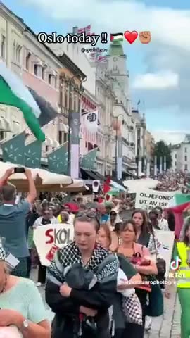 Pro-Palestinian protest in Oslo, Norway, yesterday