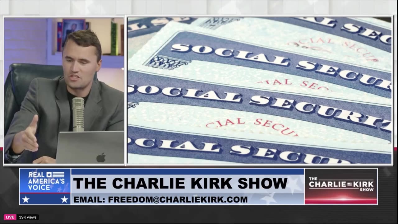 Charlie Kirk Feb 18 segment social security fraud