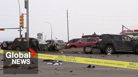 Calgary crash: 9-year-old girl dead after robbery suspect sets off massive Boxing Day collision