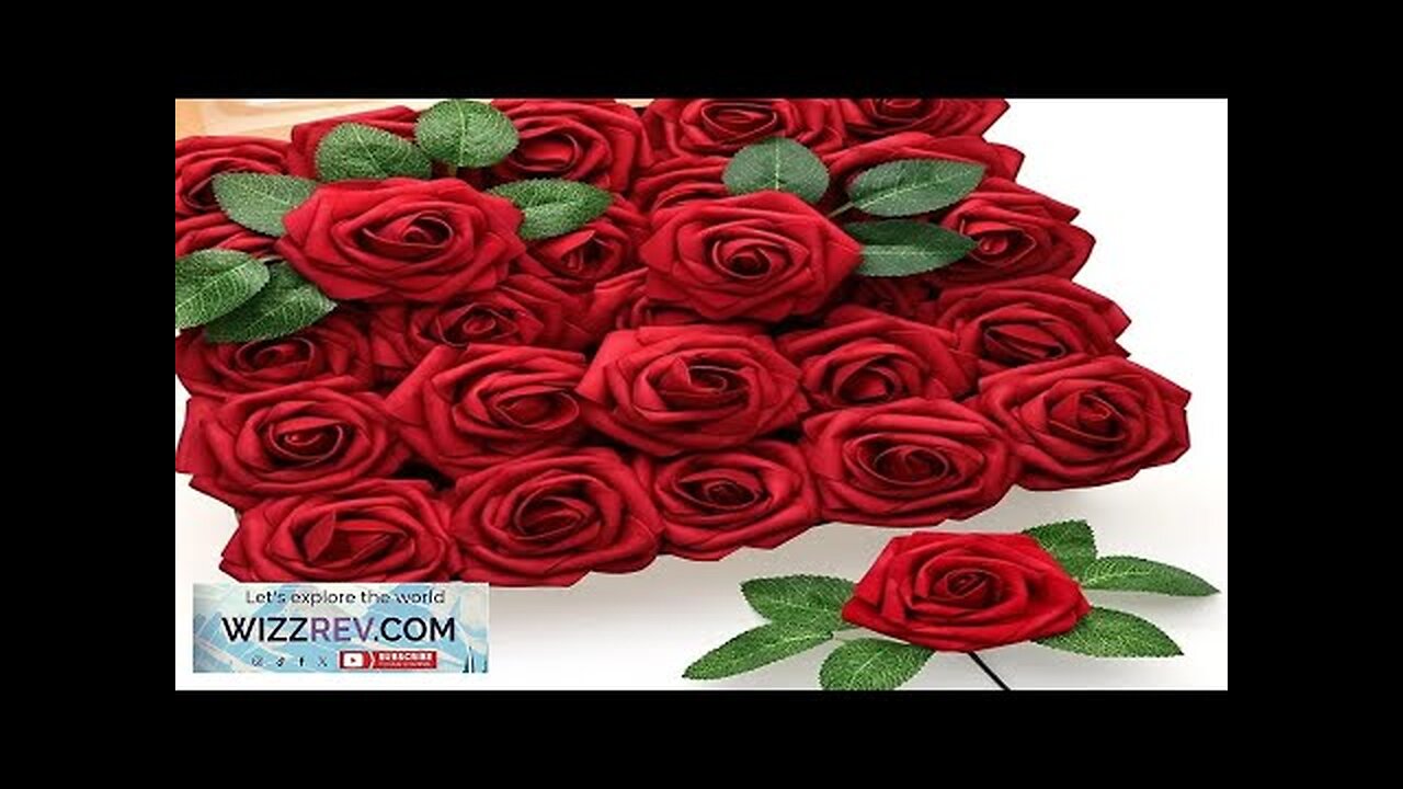 25/10PCS Artificial Flowers Red Rose Real Looking Fake Roses W/Stem for DIY Review