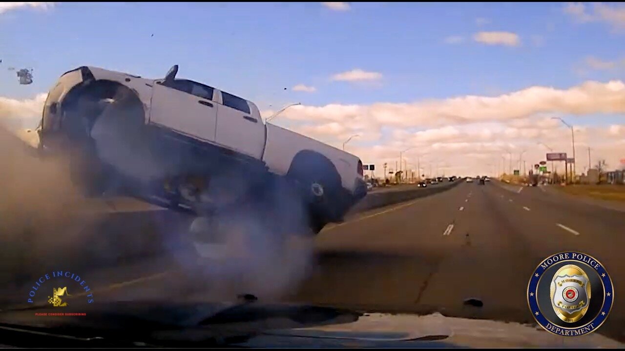 Pickup Truck Crashes After Moore Police Use PIT Maneuver During High-Speed Chase