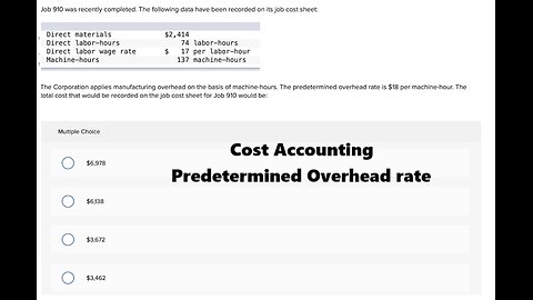 Cost Accounting Help: Job 910 was recently completed. The following data have been recorded on its