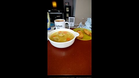 Eating Homemade Chicken Soup Made By Wife, Dbn, MI, 2/23/25