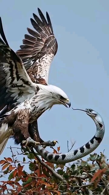 wildlife Eagle attack a snake