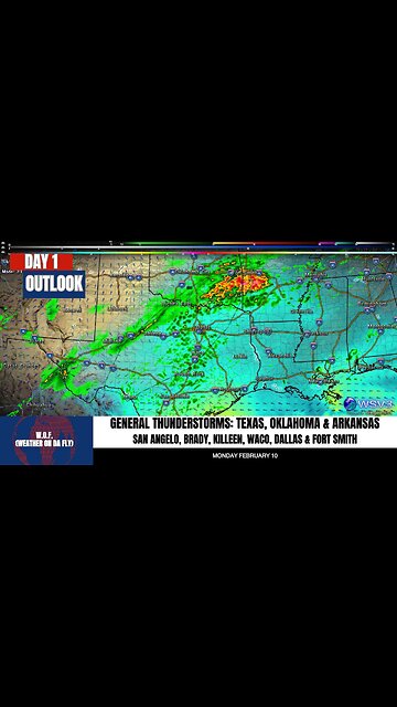 ⛈️ TX, OK, AR Thunderstorm Alert Tonight 2/10/25! #shorts #weather
