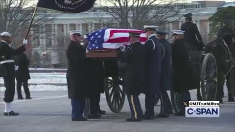 President Jimmy Carters Casket arrives at the Capitol Building and received the 21 gun salute