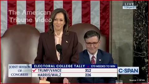 WATCH: Mike Johnson Smirks as Kamala Certifies Her Own Election Defeat