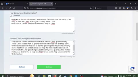 FBI report telling them am the leader or the orbs or light.