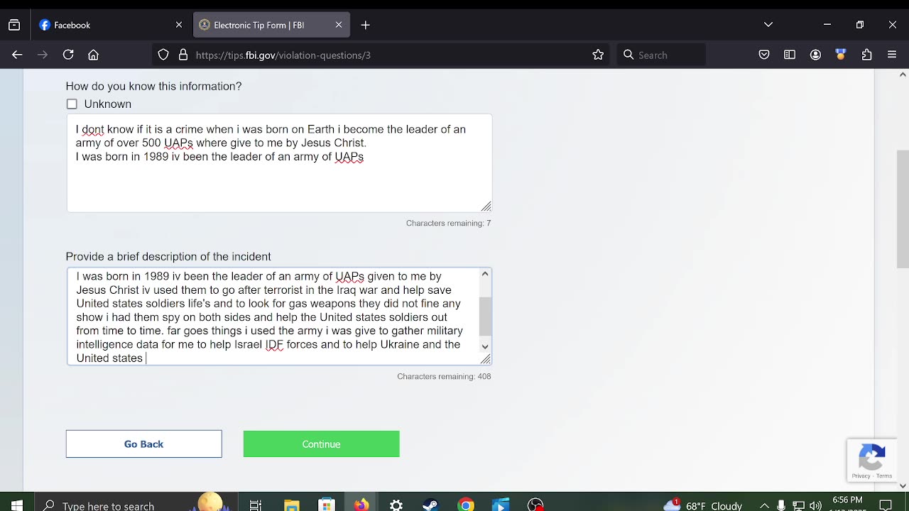 FBI report telling them am the leader or the orbs or light.