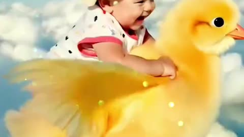 Cute baby and sparrow ll #ai #funny #video #rumble