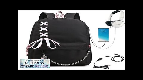 School Backpack for College Students Fashion Trend Travel Backpack USB Charging Laptop Review