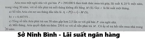 Sở Ninh Bình: Aria mua một ngôi nhà với giá bán P = 290.000 $ theo hình thức mua trả góp, lãi suất