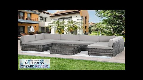 7 Pieces Patio Furniture Set Modular Patio Set Wicker Outdoor Sectional Sofa Review