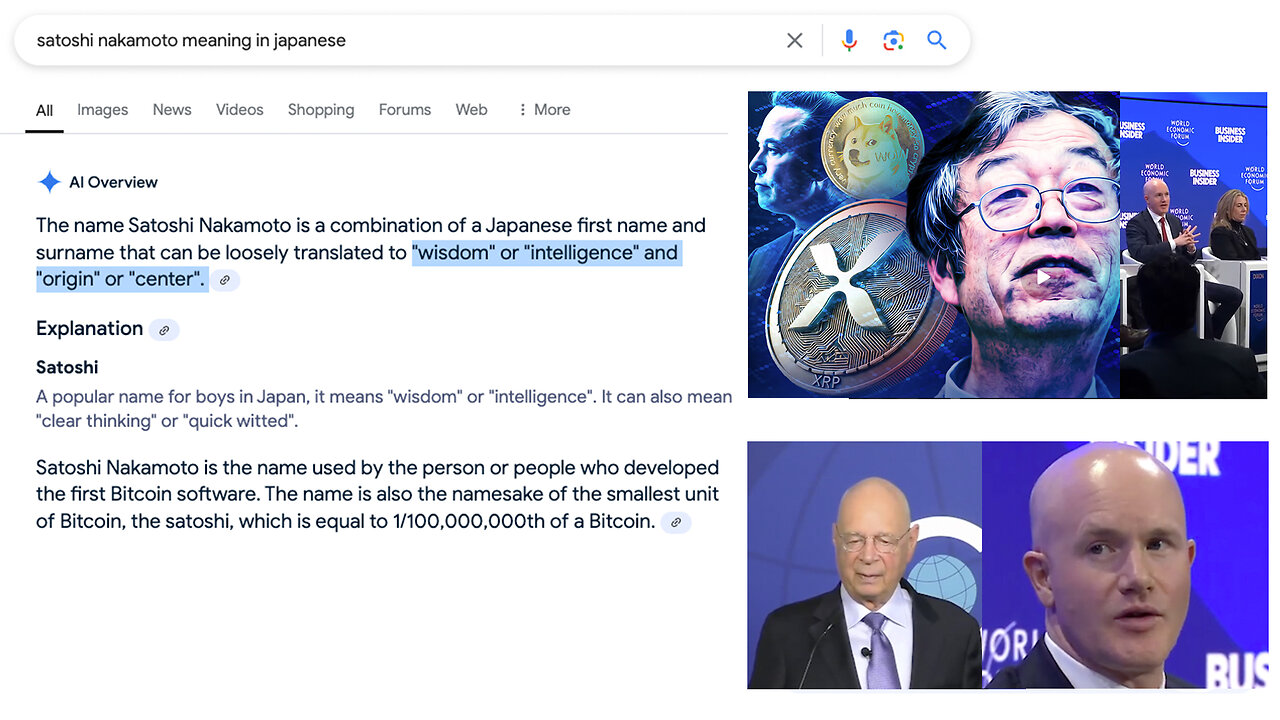 Cryptocurrency | Why Are Klaus Schwab & the World Economic Forum Pushing Cryptocurrencies? Will Programmable Private Stablecoins Be Tied to U.S. Dollar? Does "Satoshi Nakamoto" Mean "Central Intelligence" In Japanese?