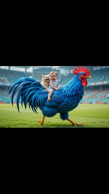 Adorable Baby and Giant Rooster Adventure! 🐔😄