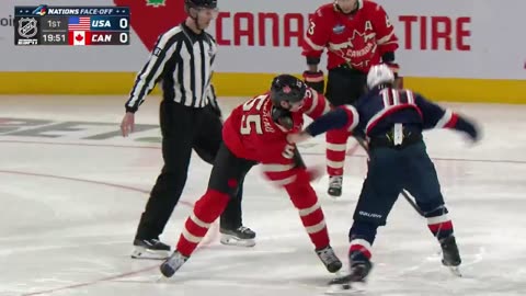 3 Fights in First 9-Seconds of US-Canada Hockey Battle