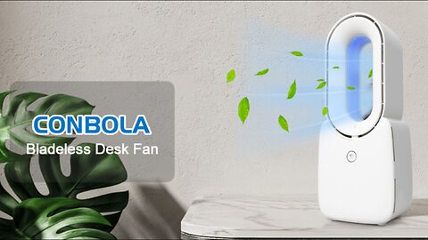 CONBOLA Rechargeable Desk Fan, Bladeless Battery Operated Fan