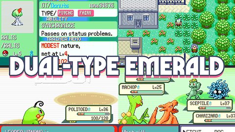 Pokemon Dual-Type Emerald - GBA ROM Hack, All Pokemon has Dual-Types, PSS System, Fairy type