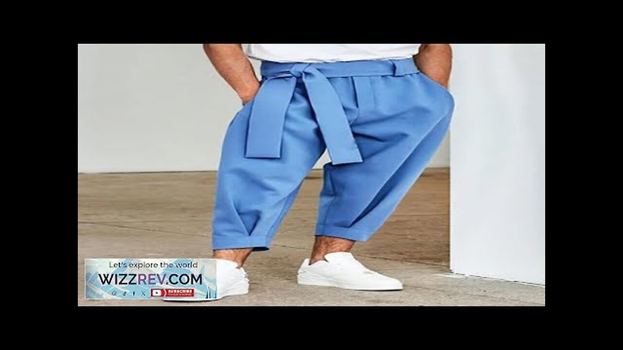 INCERUN Men Pants Fashion Solid Color Bow Knot Trousers Men Streetwear Elastic Review