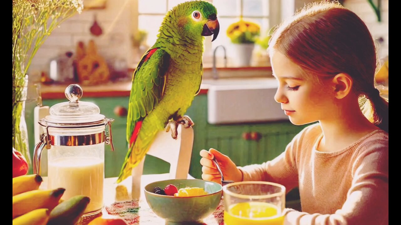 sara and his green parrot