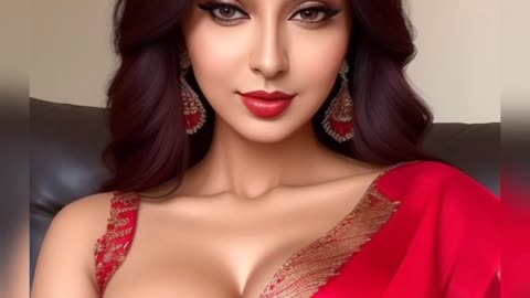 Ai art lookbook - hot Indian girl in red saree