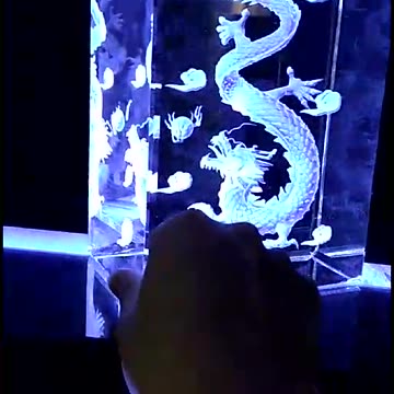 Laser engraving, dragon pattern. Use LED blue light as a foil, the visual effect is beautiful!